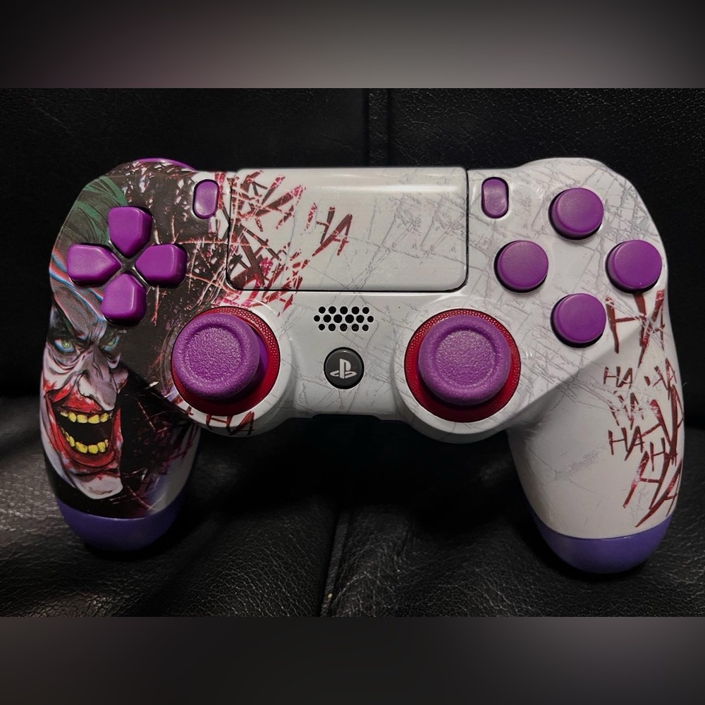 PlayStation 4 joker themed custom controller with official internals